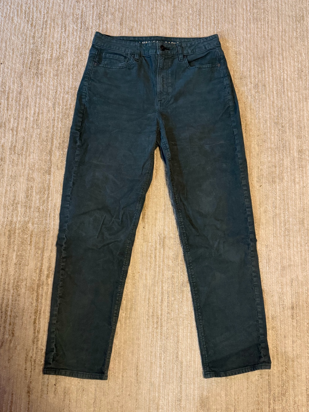 American Eagle Outfitters Mom Straight Corduroy Jeans in Dark Green